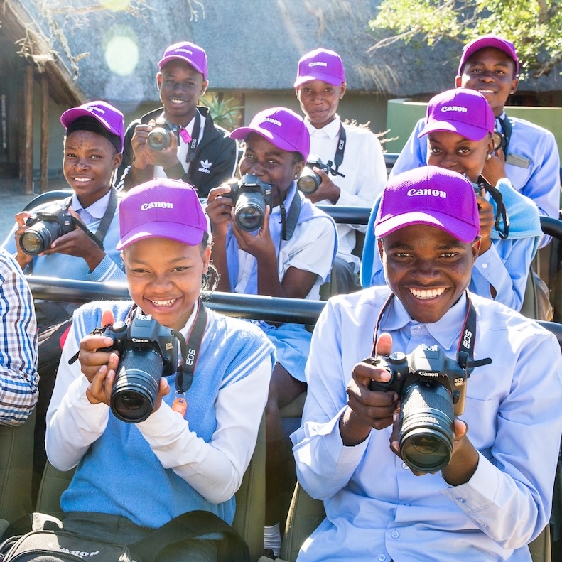 South African students learning photography through the Wild Shots Outreach program.